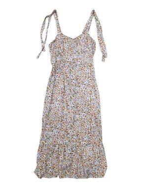 Mimi Chica White Floral Tie-Shoulder Summer Midi Dress S